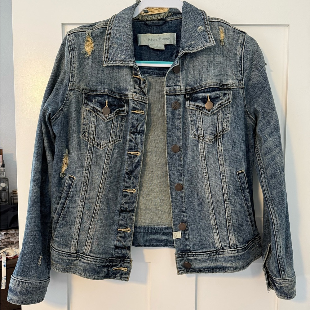 Treasure & Bond oversized distressed denim jacket